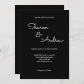 Simple Noir Moderne Faire-part de mariage (Devant / Derrière)