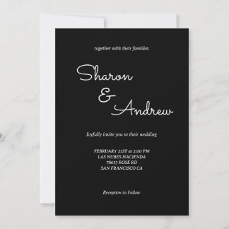 Simple Noir Moderne Faire-part de mariage