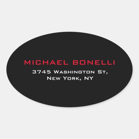 Simple Noir Noir Rouge Élégant Étiquette moderne (Devant)