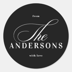 Simple Nom de famille Sticker de Noël Noir