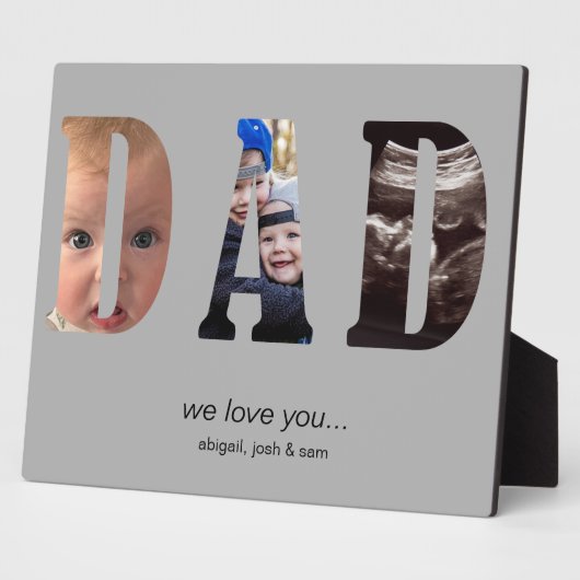 Simple Nous vous aimons Papa Photo Collage Plaque (Côté)