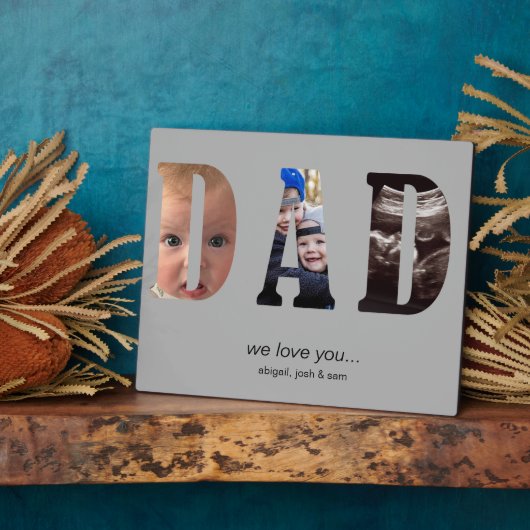 Simple Nous vous aimons Papa Photo Collage Plaque (Côté)