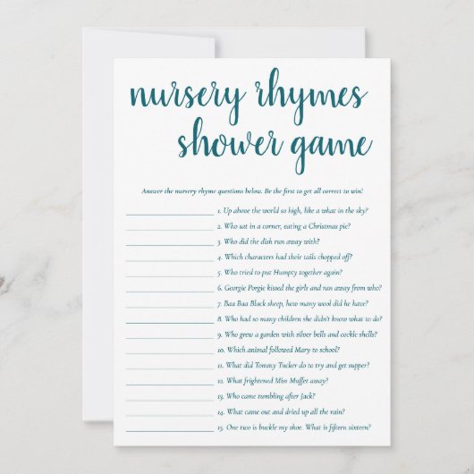 Simple Nursery Rhymes | Carte de jeu Aqua Turquois (Devant)