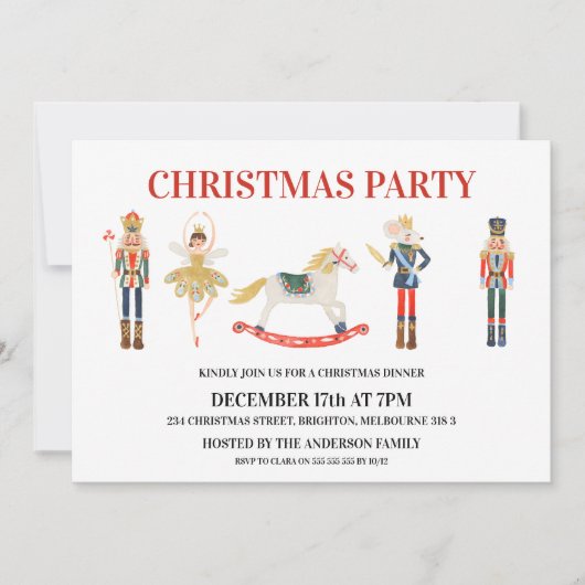 Simple Nutcracker Christmas Party Invitation (Devant)