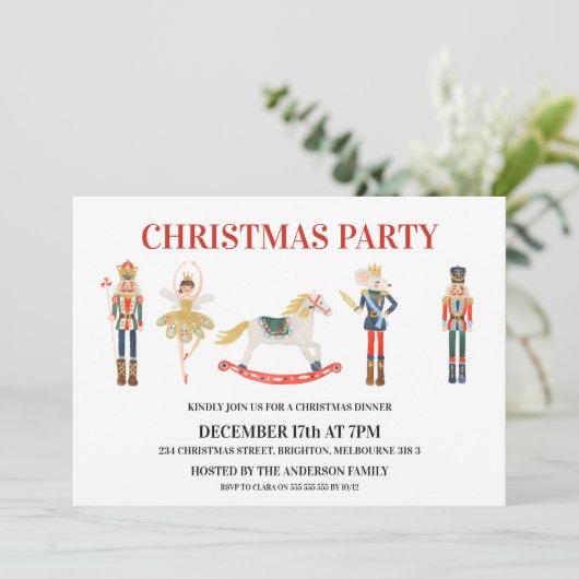 Simple Nutcracker Christmas Party Invitation (Debout devant)