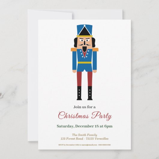 Simple Nutcracker Christmas Party Invitation (Devant)