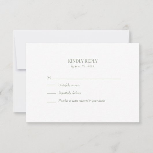 Simple Olive Green Custom Photo Wedding RSVP Card (Voorkant)