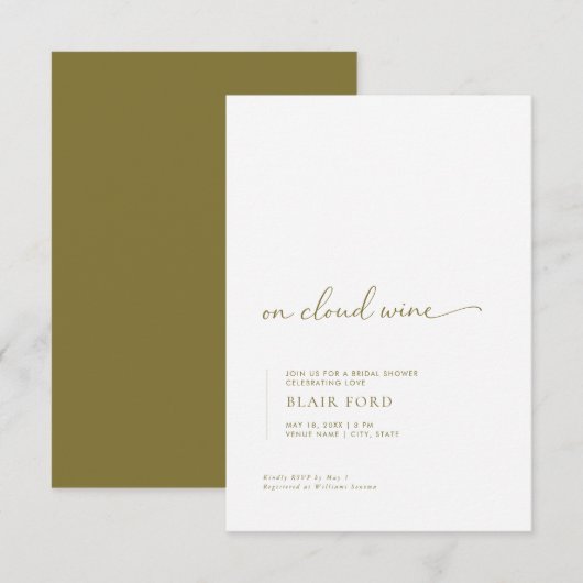 Simple On Cloud Wine Bridal Shower Invitation (Devant / Derrière)