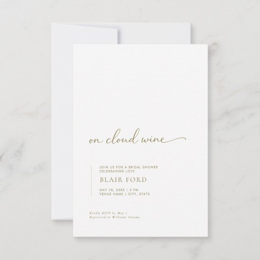 Simple On Cloud Wine Bridal Shower Invitation Kaart (Voorkant)