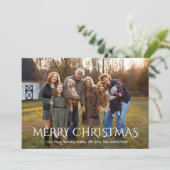 Simple One Foto Witte Typografie Familie Update Feestdagenkaart (Staand voorkant)