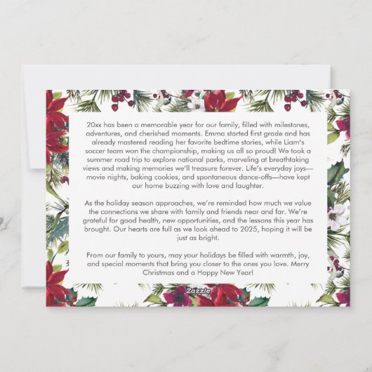 Simple One Foto Witte Typografie Familie Update Feestdagenkaart (Achterkant)