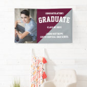Simple One Photo Burgundy Grey Afstuderen Banner (Insitu)