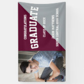 Simple One Photo Burgundy Grey Afstuderen Banner (Verticaal)