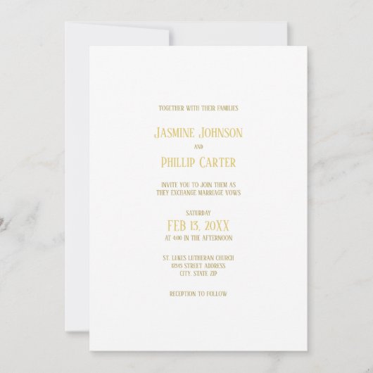Simple Or - Faire-Part de Mariage (Devant)