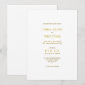 Simple Or - Faire-Part de Mariage (Devant / Derrière)