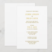 Simple Or - Invitation de mariage/réception (Devant / Derrière)