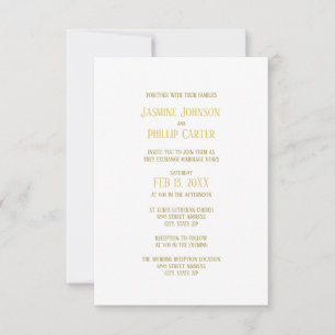 Simple Or - Invitation de mariage/réception 3x5