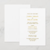 Simple Or - Invitation de mariage/réception 3x5 (Devant / Derrière)