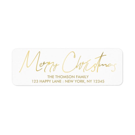 Simple or Joyeux Noël main lettre Étiquette (Devant)