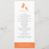 Simple Orange Papillons Programme de mariage (Dos)