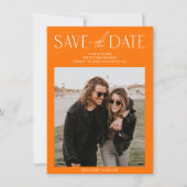 Simple Orange Photo Enregistrer la date Invitation (Devant)