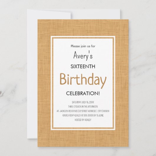 Simple Orange Textured Birthday Kaart (Voorkant)