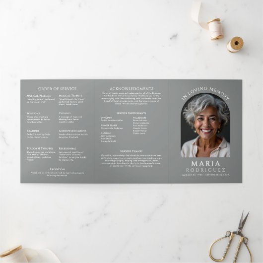 Simple Order Of Service 6-Photo Funeral/Memorial Drieluik Programma (Buitenkant)