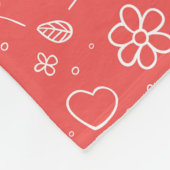 Simple Outlined Hearts and Leaves Fleece Deken (Hoek)