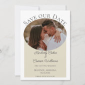 Simple Oval Photo Save the Date | Beige (Devant)