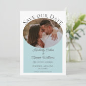 Simple Oval Photo Save the Date | Teal (Debout devant)