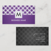 Simple Overlapping Circuit Pattern Monogram Paars Visitekaartje (Voorkant / Achterkant)