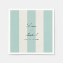 Simple Pale Teal Cabana Stripes Wedding