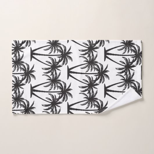Simple palmiers noirs botaniques sur blanc (Serviette à main)