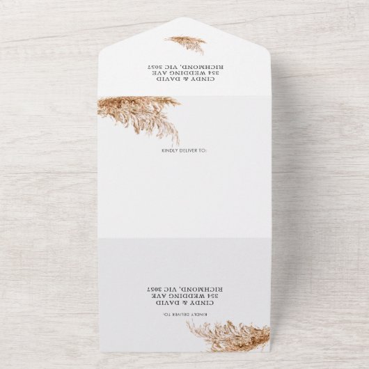 Simple Pampas Grass tout en un mariage Invitation (Dehors)