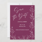 Simple Pansy Purple script wedding  save the date (Devant)