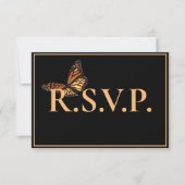 Simple papillon noir monarque QRC RSVP (Devant)