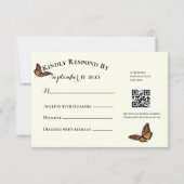Simple papillon noir monarque QRC RSVP (Dos)