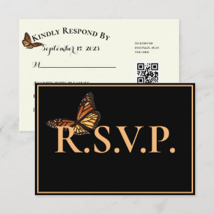 Simple papillon noir monarque QRC RSVP