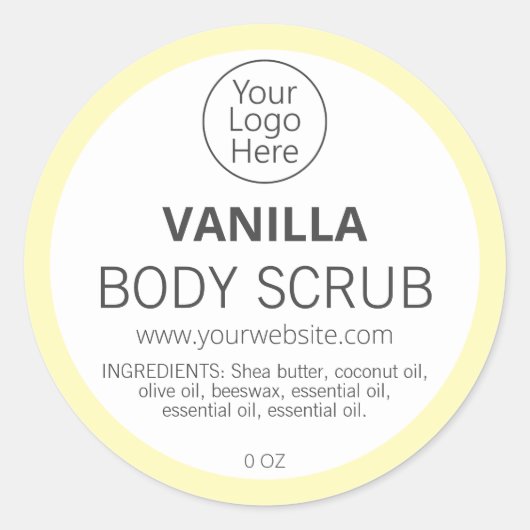 Simple Pastel Bordure Jaune Vanille Logo Étiquette (Devant)