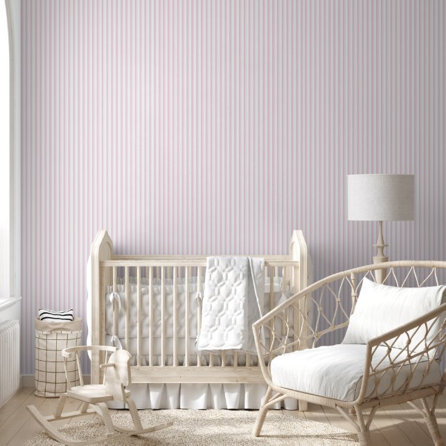 Simple Pastel Pink Stripes Behang (Kinderen)