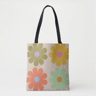 Simple Pastel Vintage Flower Pattern Draagtas
