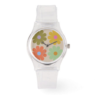 Simple Pastel Vintage Flower Pattern Horloge
