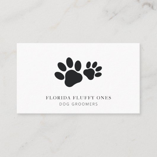 Simple Paw Print Dog Groomer Business Card Visitekaartje (Voorkant)