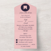 Simple Peach Gepersonaliseerd De datum opslaan All In One Uitnodiging (Binnen)