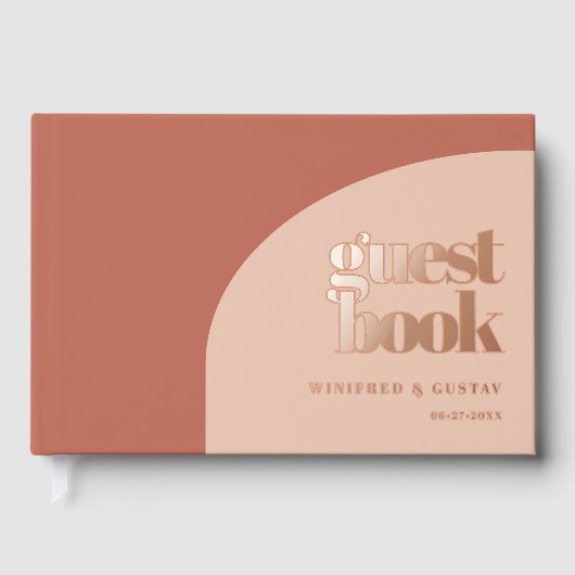 Simple Peach Terracotta Rose feuille d'or mariage (Recto)