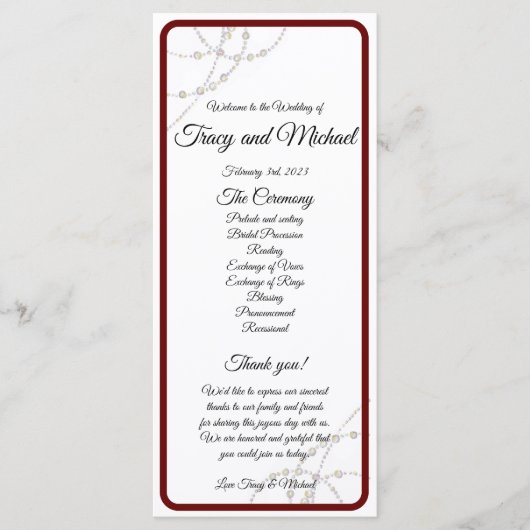 Simple Pearls Wedding Program Programma (Voorkant)