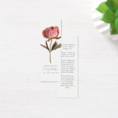 Simple Peony Funeral Memorial Bookmark (Bureau)