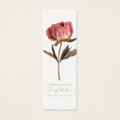 Simple Peony Funeral Memorial Bookmark Mini Visitekaartjes (Voorkant)