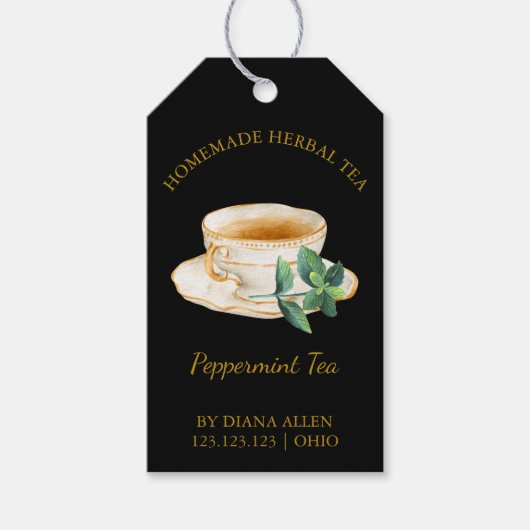 Simple Peppermint Tea Hang Tag  Cadeaulabel (Voorkant)