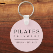 Simple Personalized Blush Pink Pilates Princess Sleutelhanger (Achterkant)